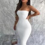 Sleeveless Backless Spaghetti Strap Bodycon Casual Party Dresses Dresses color: black|White